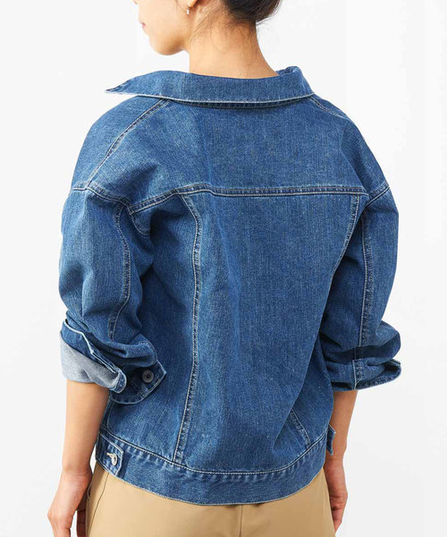 IEDIT（イディット）の「ＩＥＤＩＴ　こなれた着こなしが楽しめる　ちょいゆるレディー仕様Ｇジャン（デニムジャケット・レディース・インディゴブルー/ブルー・SMALL/MEDIUM/LARGE/X-LARGE/XX-LARGE）」の6枚目の写真
