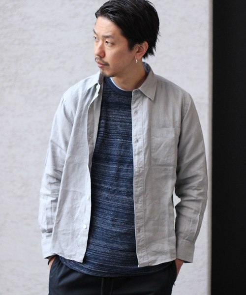 JOURNAL STANDARD relume（ジャーナルスタンダード　レリューム）の「No.66リネン オーバーダイシャツ#（シャツ/ブラウス・メンズ・レッド系その他/ホワイト/ネイビー/グレー/カーキ/サックスブルー・L/M/S）」の12枚目の写真