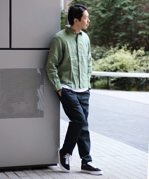 JOURNAL STANDARD relume（ジャーナルスタンダード　レリューム）の「No.66リネン オーバーダイシャツ#（シャツ/ブラウス・メンズ・レッド系その他/ホワイト/ネイビー/グレー/カーキ/サックスブルー・L/M/S）」の9枚目の写真