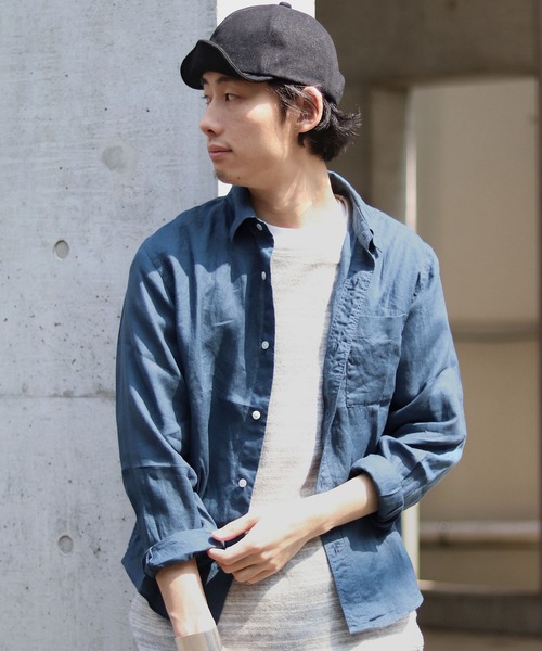 JOURNAL STANDARD relume（ジャーナルスタンダード　レリューム）の「No.66リネン オーバーダイシャツ#（シャツ/ブラウス・メンズ・レッド系その他/ホワイト/ネイビー/グレー/カーキ/サックスブルー・L/M/S）」の22枚目の写真