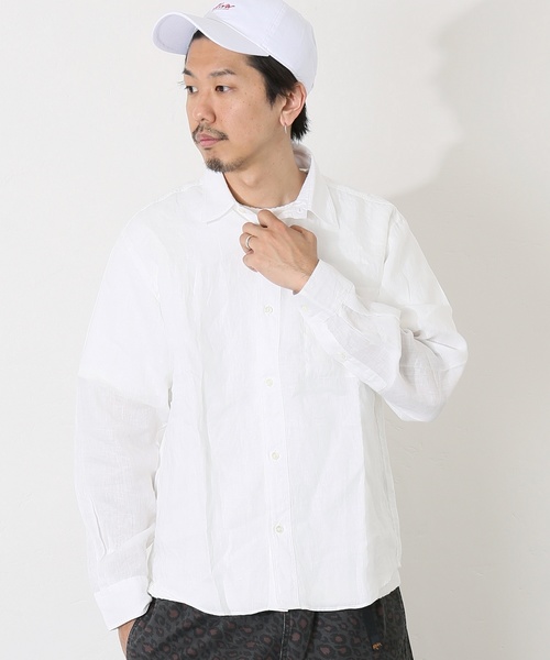 JOURNAL STANDARD relume（ジャーナルスタンダード　レリューム）の「No.66リネン オーバーダイシャツ#（シャツ/ブラウス・メンズ・レッド系その他/ホワイト/ネイビー/グレー/カーキ/サックスブルー・L/M/S）」の15枚目の写真