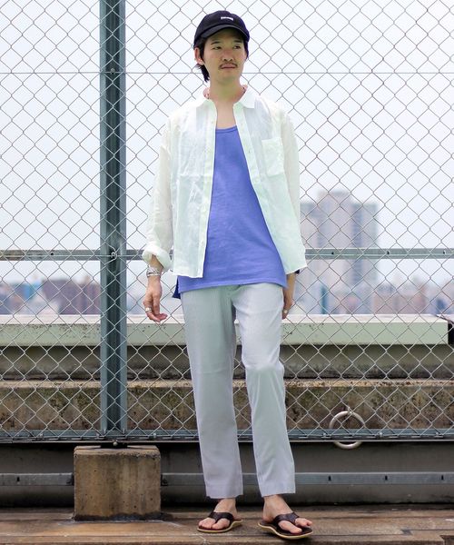 JOURNAL STANDARD relume（ジャーナルスタンダード　レリューム）の「No.66リネン オーバーダイシャツ#（シャツ/ブラウス・メンズ・レッド系その他/ホワイト/ネイビー/グレー/カーキ/サックスブルー・L/M/S）」の20枚目の写真