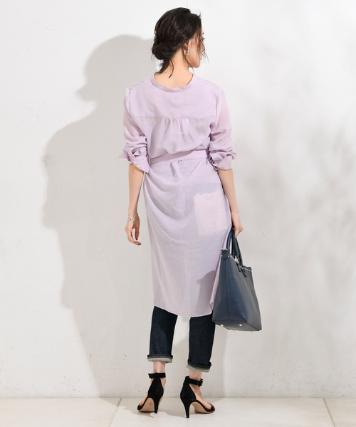 RIVE DROITE（リヴドロワ）の「スパンボイルロングシャツワンピース（ワンピース・レディース・ブラック/ベージュ/バイオレット・FREE）」の5枚目の写真
