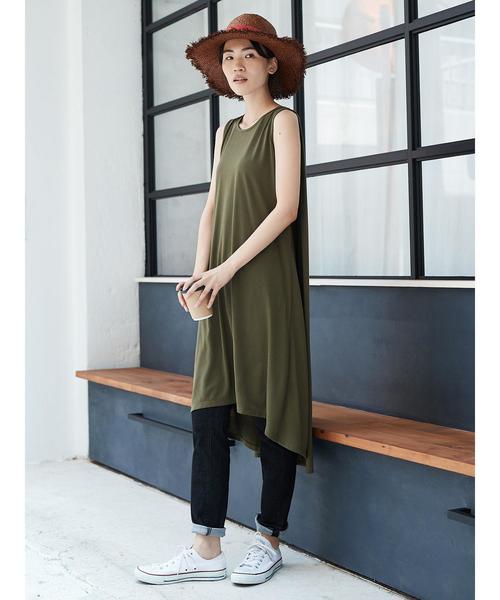 AMERICAN HOLIC(アメリカンホリック)の「イレヘムバックフレアノースリーブワンピース *(ワンピース・レディース・ブラック/カーキ/ブラウン/ブルー・FREE)」の10枚目の写真