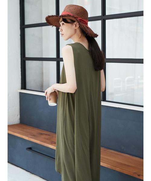 AMERICAN HOLIC(アメリカンホリック)の「イレヘムバックフレアノースリーブワンピース *(ワンピース・レディース・ブラック/カーキ/ブラウン/ブルー・FREE)」の14枚目の写真