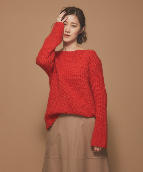 Abahouse Devinette(ドゥヴィネット)の「カラーローゲージプルオーバー(ニット/セーター・レディース・レッド/サックスブルー・フリー)」の2枚目の写真