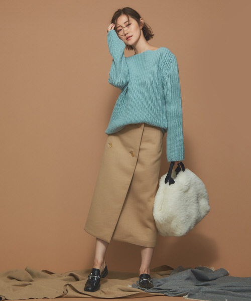 Abahouse Devinette(ドゥヴィネット)の「カラーローゲージプルオーバー(ニット/セーター・レディース・レッド/サックスブルー・フリー)」の17枚目の写真