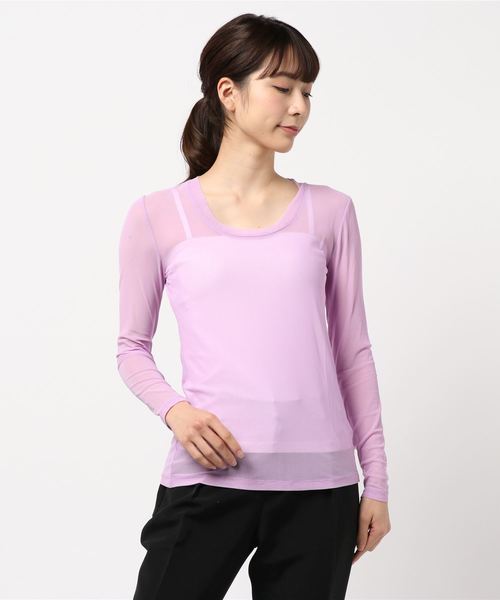 WEGO（ウィゴー）の「WEGO/シースルーロングTシャツ（Tシャツ/カットソー・レディース・ライトパープル/ブラック/ホワイト・FREE）」の3枚目の写真