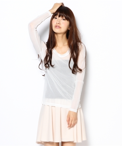 WEGO（ウィゴー）の「WEGO/シースルーロングTシャツ（Tシャツ/カットソー・レディース・ライトパープル/ブラック/ホワイト・FREE）」の2枚目の写真