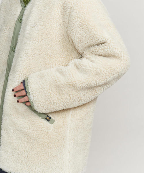 ALPHA INDUSTRIES - ノーカラージャケット　ライナー　ボアブルゾン　★新品　Ｍ【レディース】　アルファ Alpha Industries（アルファインダストリーズ）の「＜ALPHA