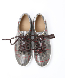 チェック＆レザースニーカー