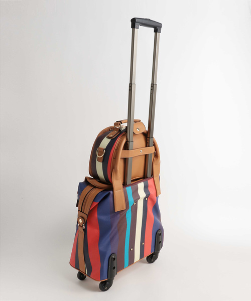 ４輪マルチストライプ柄　親子キャリーバック 4輪マルチストライプ柄親子キャリーBAG
