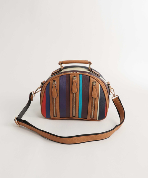 ４輪マルチストライプ柄　親子キャリーバック 4輪マルチストライプ柄親子キャリーBAG