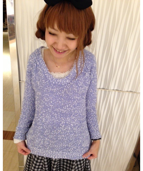 one after another NICE CLAUP（ワンアフターアナザーナイスクラップ）の「【ナイスクラップ】ポップコーンニット（ニット/セーター・レディース・ミント/ブルー/ピンク・FREE）」の4枚目の写真