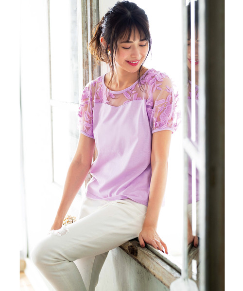GeeRA(ジーラ)の「立体モチーフレーストップス(Tシャツ/カットソー・レディース・ラベンダー・X-LARGE/MEDIUM/LARGE/SMALL)」の4枚目の写真