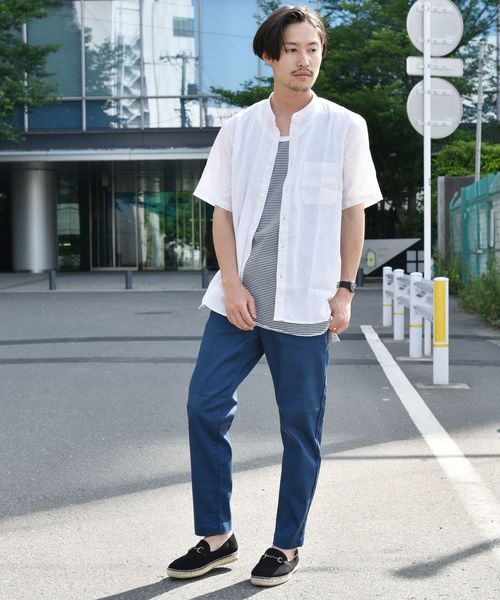 SHIPS(シップス)の「SC: COOLMAX(R) リネン バンドカラー ショートスリーブ シャツ(シャツ/ブラウス・メンズ・ホワイト/ブラック/ブルー・SMALL/MEDIUM/LARGE/X-LARGE)」の14枚目の写真