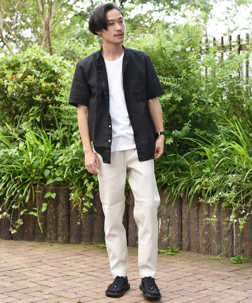 SHIPS(シップス)の「SC: COOLMAX(R) リネン バンドカラー ショートスリーブ シャツ(シャツ/ブラウス・メンズ・ホワイト/ブラック/ブルー・SMALL/MEDIUM/LARGE/X-LARGE)」の10枚目の写真