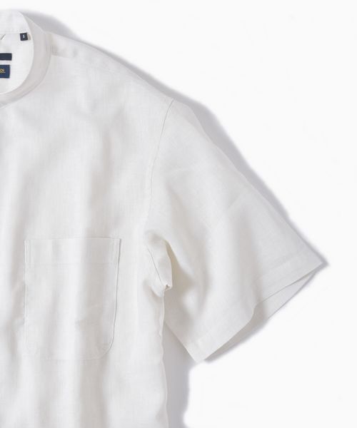 SHIPS(シップス)の「SC: COOLMAX(R) リネン バンドカラー ショートスリーブ シャツ(シャツ/ブラウス・メンズ・ホワイト/ブラック/ブルー・SMALL/MEDIUM/LARGE/X-LARGE)」の8枚目の写真