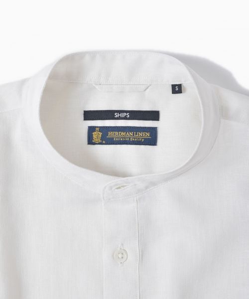 SHIPS(シップス)の「SC: COOLMAX(R) リネン バンドカラー ショートスリーブ シャツ(シャツ/ブラウス・メンズ・ホワイト/ブラック/ブルー・SMALL/MEDIUM/LARGE/X-LARGE)」の7枚目の写真