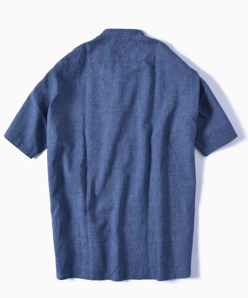 SHIPS(シップス)の「SC: COOLMAX(R) リネン バンドカラー ショートスリーブ シャツ(シャツ/ブラウス・メンズ・ホワイト/ブラック/ブルー・SMALL/MEDIUM/LARGE/X-LARGE)」の5枚目の写真