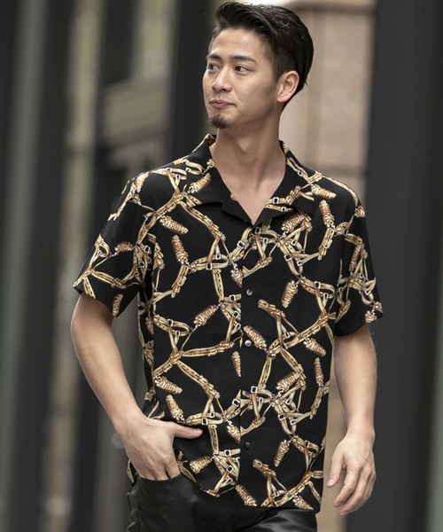 A.S.M（エーエスエム）の「ヴィンテージ チェーン柄 オープンカラー