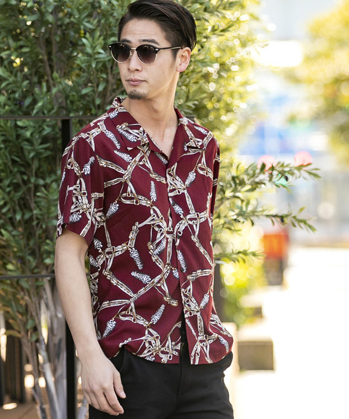 A.S.M（エーエスエム）の「ヴィンテージ チェーン柄 オープンカラー