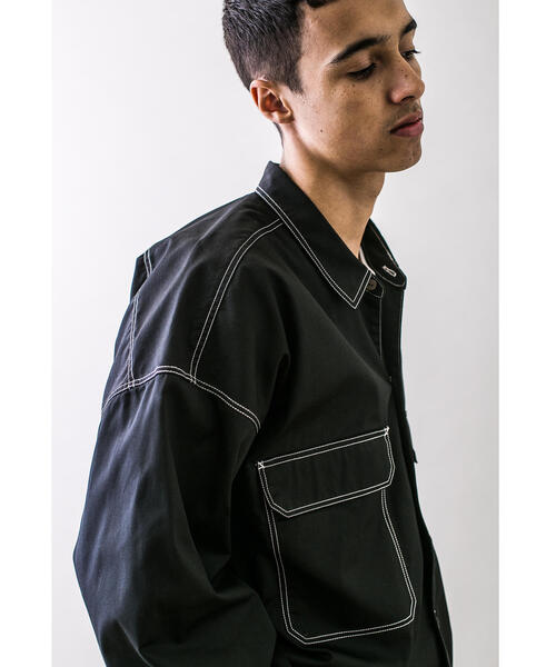 MONKEY TIME(モンキータイム)の「<monkey time> TC TWILL CROPPED WORK SHIRT/クロップドシャツ(シャツ/ブラウス・メンズ・ブラック/ベージュ・XL/S/L/M)」の5枚目の写真