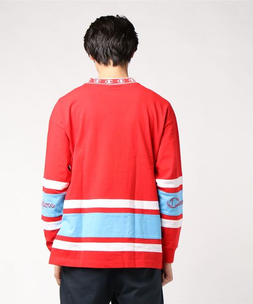 Champion(チャンピオン)の「Champion/チャンピオン FOOTBALL L/S TEE-C3-Q407(Tシャツ/カットソー・メンズ・ホワイト/ブラック/バイオレット・M/L/XL)」の5枚目の写真