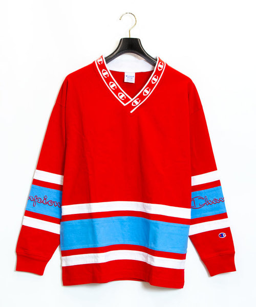 Champion(チャンピオン)の「Champion/チャンピオン FOOTBALL L/S TEE-C3-Q407(Tシャツ/カットソー・メンズ・ホワイト/ブラック/バイオレット・M/L/XL)」の2枚目の写真