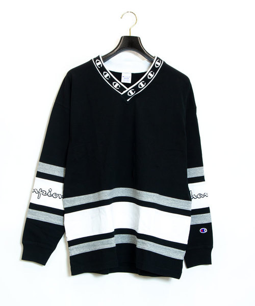 Champion(チャンピオン)の「Champion/チャンピオン FOOTBALL L/S TEE-C3-Q407(Tシャツ/カットソー・メンズ・ホワイト/ブラック/バイオレット・M/L/XL)」の3枚目の写真