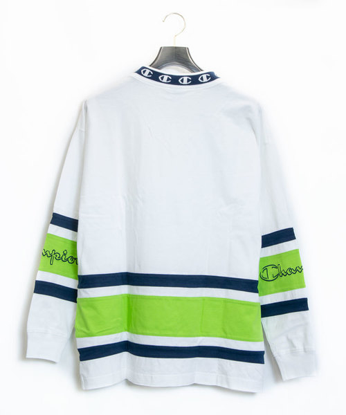 Champion(チャンピオン)の「Champion/チャンピオン FOOTBALL L/S TEE-C3-Q407(Tシャツ/カットソー・メンズ・ホワイト/ブラック/バイオレット・M/L/XL)」の6枚目の写真