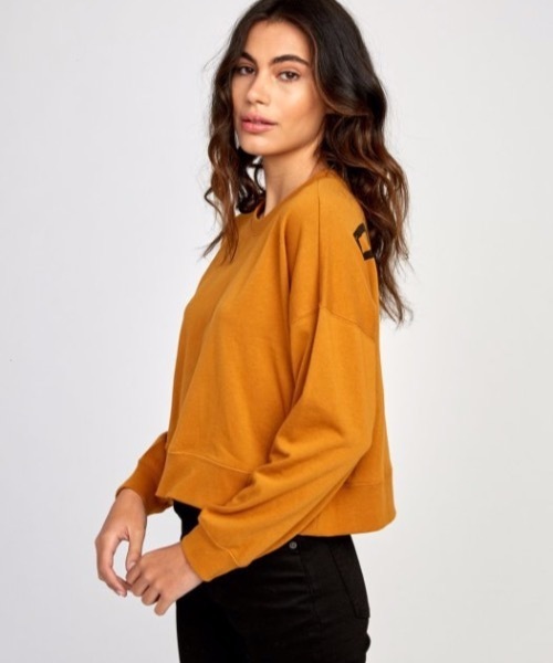 RVCA（ルーカ）の「RVCA レディース BIG COPY PULLOVER SWEATSHIRT トレーナー/ルーカ バックロゴプリント（スウェット・レディース・ブラウン・X-SMALL/SMALL/MEDIUM）」の6枚目の写真