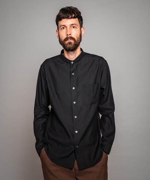 MR.OLIVE（ミスターオリーブ）の「クールマックス リネン / スペアカラーシャツ・バンドカラーシャツ（シャツ/ブラウス・メンズ・ライトグレー/ブラック/ネイビー/オフホワイト・SMALL/MEDIUM/LARGE）」の15枚目の写真