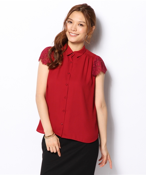 La TOTALITE(ラトータリテ)の「プチレースソデシャツ(シャツ/ブラウス・レディース・ホワイト/ネイビー/レッド・FREE)」の3枚目の写真