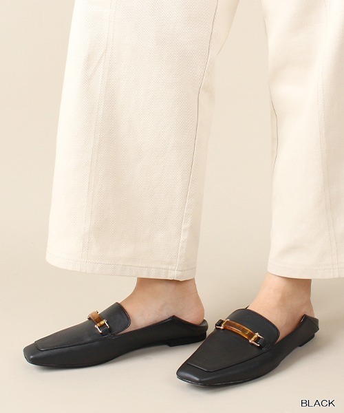 RANDA（ランダ）の「スクエアトゥビットローファーバブーシュ（ローファー・レディース・ブラック/ベージュ/ブラウン・LL/S/M/L）」の2枚目の写真