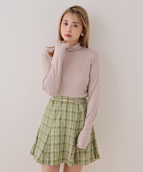 one after another NICE CLAUP(ワンアフターアナザーナイスクラップ)の「ベルト付きサーキュラーミニスカート(スカート・レディース・ベージュ/ブラック/グリーン系その他/ベージュ系その他・FREE)」の8枚目の写真