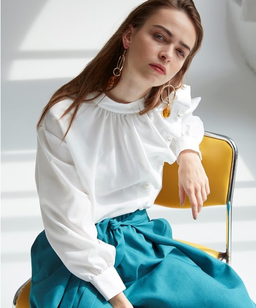 RAW FUDGE（ローファッジ）の「パールデザインスタンドブラウス（シャツ/ブラウス・レディース・ブラック/オフホワイト・M）」の5枚目の写真