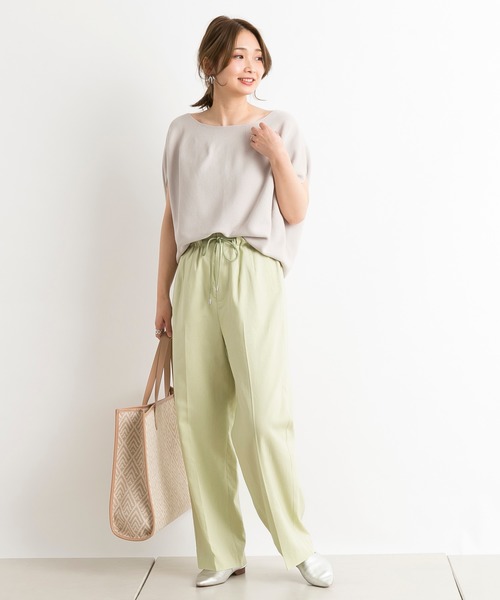 DouDou（ドゥドゥ）の「リネンドロストイージーパンツ（その他パンツ・レディース・ブラック/ライム/ラベンダー・FREE）」の4枚目の写真