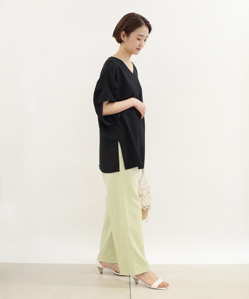 DouDou（ドゥドゥ）の「リネンドロストイージーパンツ（その他パンツ・レディース・ブラック/ライム/ラベンダー・FREE）」の12枚目の写真