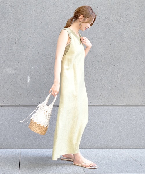 DouDou（ドゥドゥ）の「バックレースアップセットワンピース（ワンピース・レディース・ブラック/ベージュ/グリーン・FREE）」の7枚目の写真