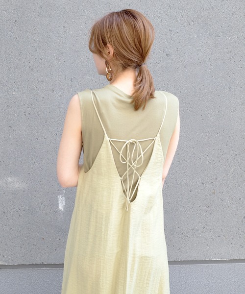 DouDou（ドゥドゥ）の「バックレースアップセットワンピース（ワンピース・レディース・ブラック/ベージュ/グリーン・FREE）」の13枚目の写真