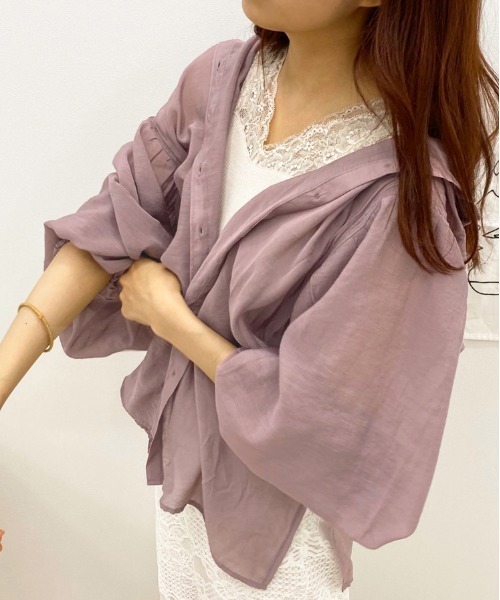 apres jour（アプレジュール）の「袖ボリュームシアーシャツ【ZOZOTOWN限定アイテム】（シャツ/ブラウス・レディース・ベージュ/モカ/ライトベージュ/スモークピンク・フリー）」の4枚目の写真