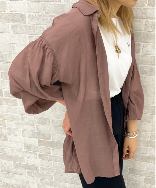 apres jour（アプレジュール）の「袖ボリュームシアーシャツ【ZOZOTOWN限定アイテム】（シャツ/ブラウス・レディース・ベージュ/モカ/ライトベージュ/スモークピンク・フリー）」の7枚目の写真