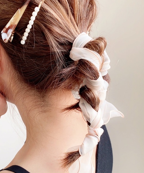 ap retro(アプレトロ)の「オーガンジースカーフリボン【ZOZO限定アイテム】(その他ヘアアクセサリー・レディース・ブラック/ブラウン/ピンク/ダークベージュ/ベージュ/パープル/ダークブラウン/ピンク系その他/ベージュ系その他/グリーン系その他/ホワイト系その他/グレー系その他・FREE)」の7枚目の写真