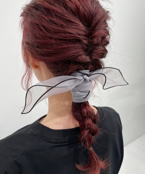 ap retro(アプレトロ)の「オーガンジースカーフリボン【ZOZO限定アイテム】(その他ヘアアクセサリー・レディース・ブラック/ブラウン/ピンク/ダークベージュ/ベージュ/パープル/ダークブラウン/ピンク系その他/ベージュ系その他/グリーン系その他/ホワイト系その他/グレー系その他・FREE)」の4枚目の写真