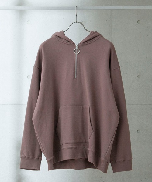 anown（アノン）の「オーバーサイジングハーフジップ裏毛パーカー【インフルエンサー 田舎系×anown 限定コラボ】（パーカー・メンズ・ホワイト/ブラック/モカ・M/L）」の8枚目の写真