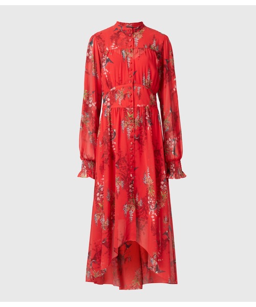 赤 花柄 長袖 ワンピース　オールセインツ allsaints ALLSAINTS（オールセインツ）の「LEONIE MELISMA DRESS | LEONIE
