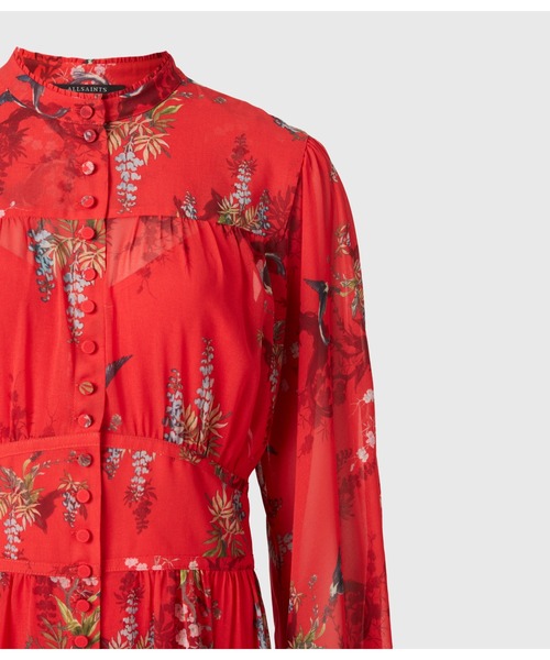 赤 花柄 長袖 ワンピース　オールセインツ allsaints ALLSAINTS（オールセインツ）の「LEONIE MELISMA DRESS | LEONIE