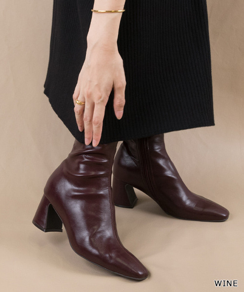 RANDA（ランダ）の「ストレスフリー/ソフトストレッチデザインヒールミドルブーツ（ブーツ・レディース・ベージュ/ブラック/アイボリー/ワイン・L/LL/M/S）」の4枚目の写真