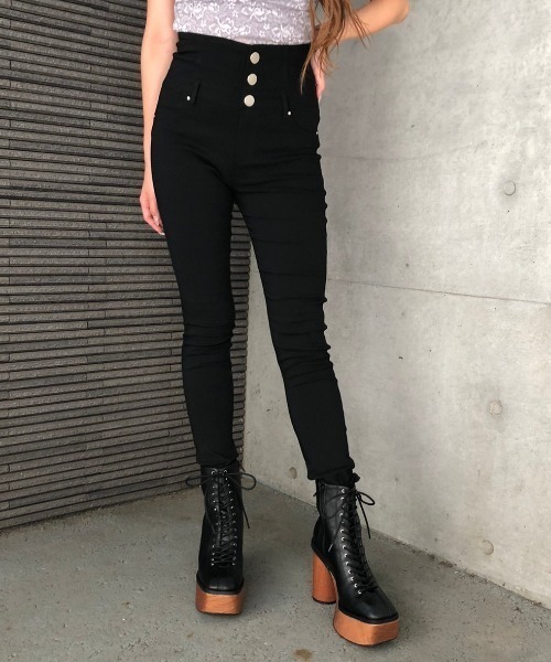 ENVYM（アンビー）の「ハイウエストボタンジェギンス（その他パンツ・レディース・ブラック・S/M）」の7枚目の写真